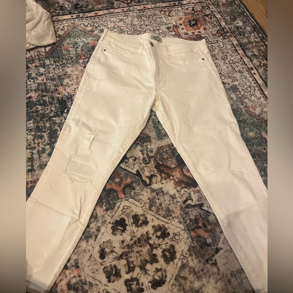 White jeans ripped